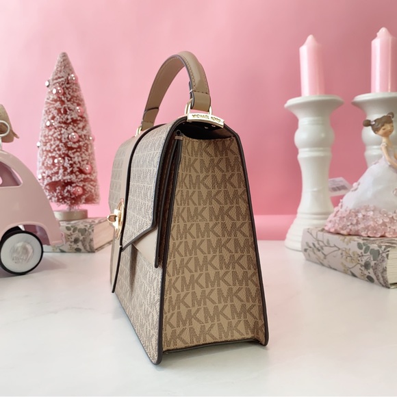 Final Sale!!! 👜 MICHAEL KORS 🌺 Greenwich Medium Logo Satchel - Picture 4 of 14